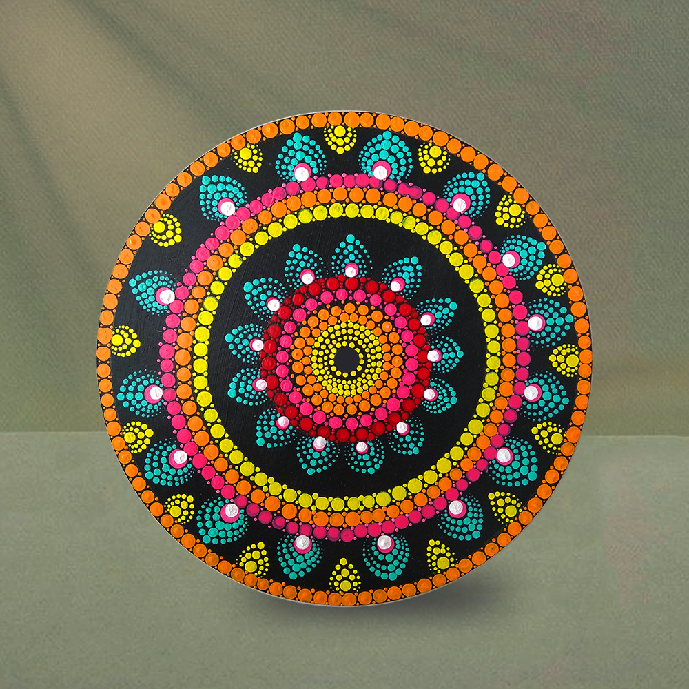 Dot Mandala On Round MDF DIY Kit by Penkraft